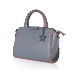 Mayawye Women's Faux Leather Metal Beads Handbag (Grey)