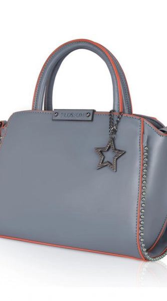 Mayawye Women's Faux Leather Metal Beads Handbag (Grey)