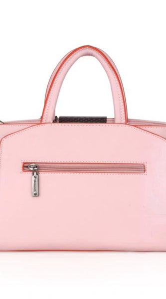 Mayawye Women's Faux Leather Metal Beads Handbag (Pink)