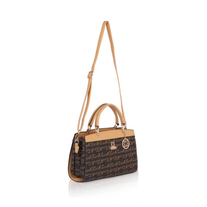 Mayawye Women's Faux Leather Printed Handbag (Camel)
