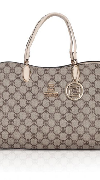 Mayawye Women's Faux Leather Printed Handbag (Beige)