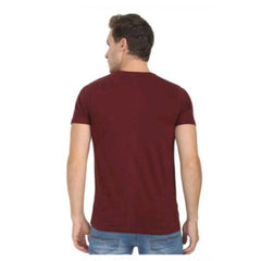 Mayawye Men's Casual Short Sleeves Cotton Round Neck T-shirt (Maroon)