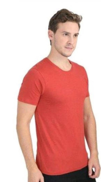 Mayawye Men's Casual Short Sleeves Cotton Round Neck T-shirt (Red)