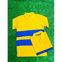 Mayawye Men's Casual Short Sleeves Cotton Polo Neck T-shirt (Mustard)