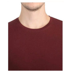 Mayawye Men's Casual Short Sleeves Cotton Round Neck T-shirt (Maroon)