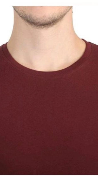Mayawye Men's Casual Short Sleeves Cotton Round Neck T-shirt (Maroon)