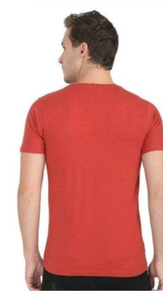 Mayawye Men's Casual Short Sleeves Cotton Round Neck T-shirt (Red)
