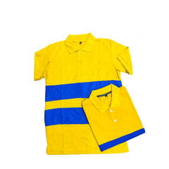 Mayawye Men's Casual Short Sleeves Cotton Polo Neck T-shirt (Mustard)