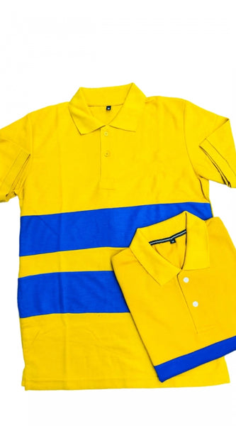 Mayawye Men's Casual Short Sleeves Cotton Polo Neck T-shirt (Mustard)