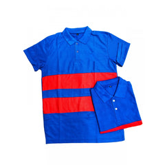 Mayawye Men's Casual Short Sleeves Cotton Polo Neck T-shirt (Blue)