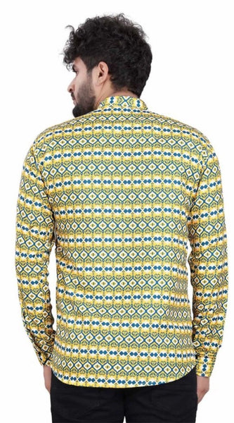 Mayawye Men's Cotton Blended Printed Full Sleeve Shortkurta (Multicolor)
