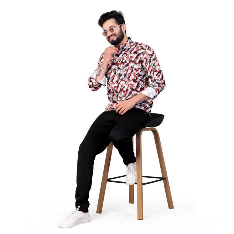 Mayawye Men's Cotton Blended Printed Full Sleeve Shortkurta (Multicolor)