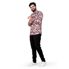 Mayawye Men's Cotton Blended Printed Full Sleeve Shortkurta (Multicolor)