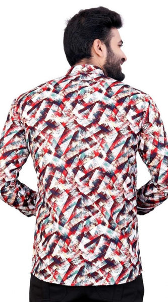 Mayawye Men's Cotton Blended Printed Full Sleeve Shortkurta (Multicolor)