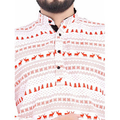 Mayawye Men's Cotton Blended Printed Full Sleeve Shortkurta (Multicolor)