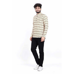 Mayawye Men's Cotton Blended Printed Full Sleeve Shortkurta (Multicolor)