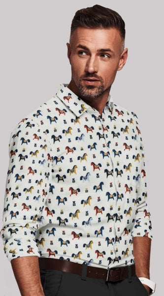 Mayawye Men's Cotton Blended Printed Full Sleeve Shirt (Multicolor)