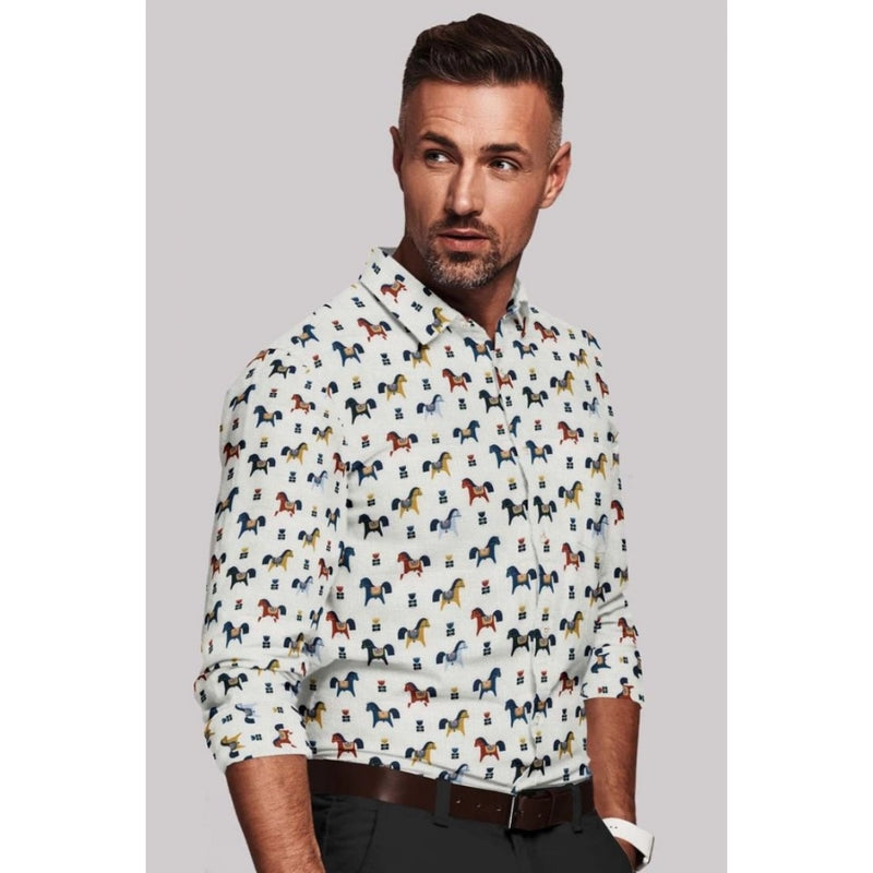 Mayawye Men's Cotton Blended Printed Full Sleeve Shirt (Multicolor)