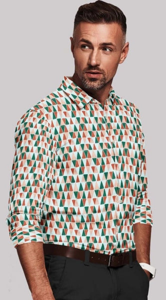 Mayawye Men's Cotton Blended Printed Full Sleeve Shirt (Multicolor)