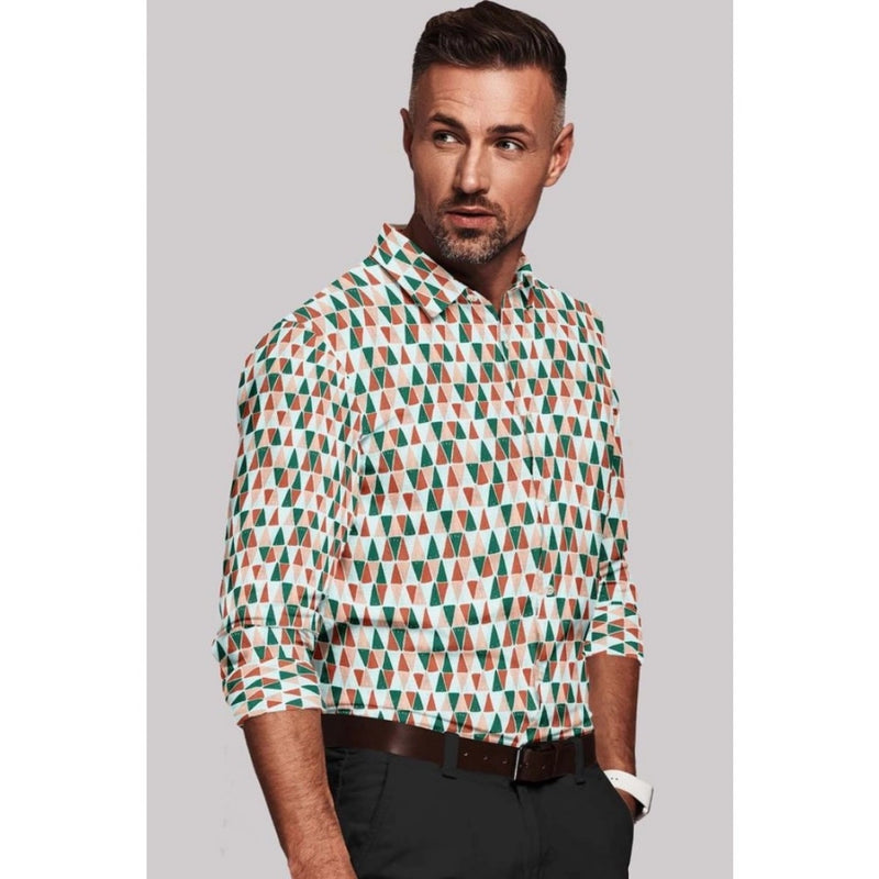 Mayawye Men's Cotton Blended Printed Full Sleeve Shirt (Multicolor)