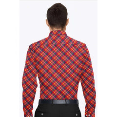 Mayawye Men's Cotton Blended Checked Full Sleeve Shirt (Red)