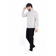 Mayawye Men's Cotton Blended Printed Full Sleeve Shortkurta (Multicolor)