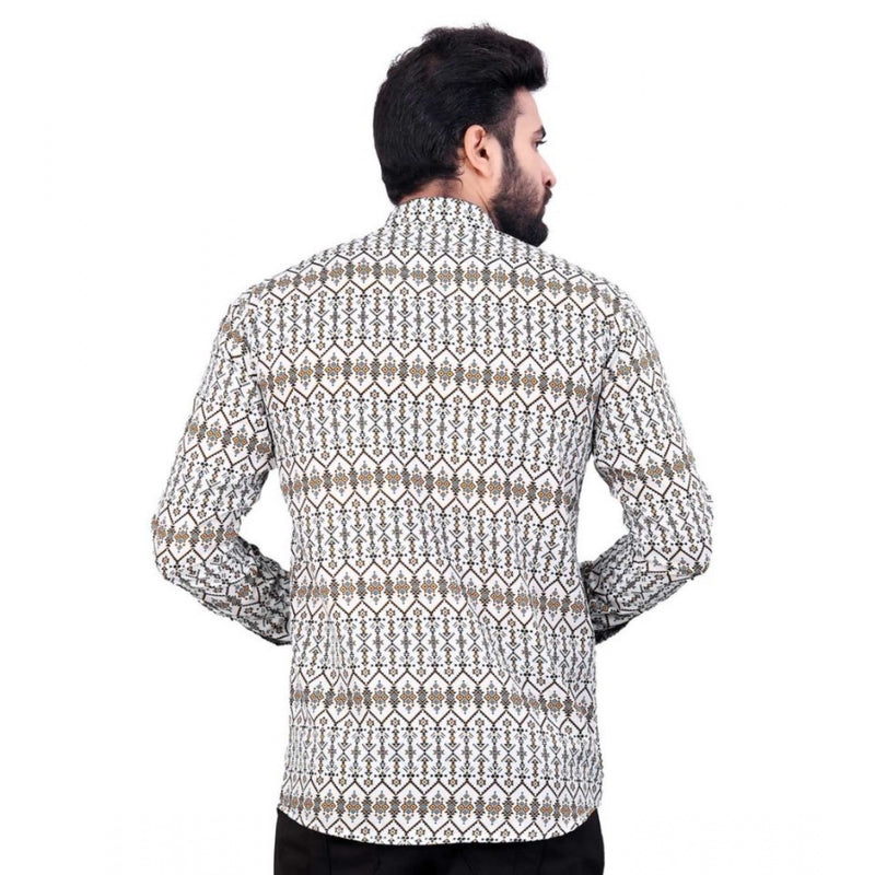 Mayawye Men's Cotton Blended Printed Full Sleeve Shortkurta (Multicolor)