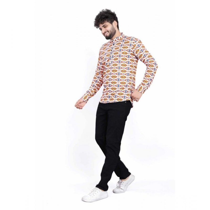 Mayawye Men's Cotton Blended Printed Full Sleeve Shortkurta (Multicolor)