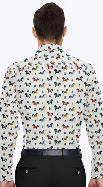 Mayawye Men's Cotton Blended Printed Full Sleeve Shirt (Multicolor)