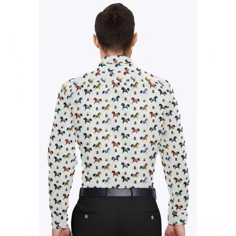 Mayawye Men's Cotton Blended Printed Full Sleeve Shirt (Multicolor)
