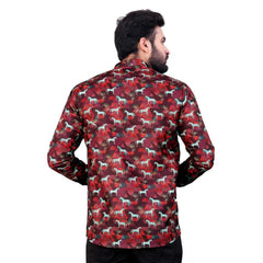 Mayawye Men's Cotton Blended Printed Full Sleeve Shortkurta (Multicolor)