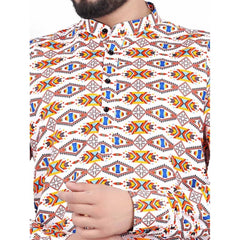 Mayawye Men's Cotton Blended Printed Full Sleeve Shortkurta (Multicolor)