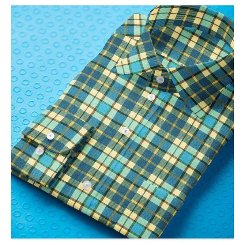 Mayawye Men's Cotton Blended Checked Full Sleeve Shirt (Green-Yellow)