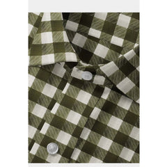 Mayawye Men's Cotton Blended Checked Full Sleeve Shirt (White-Green)