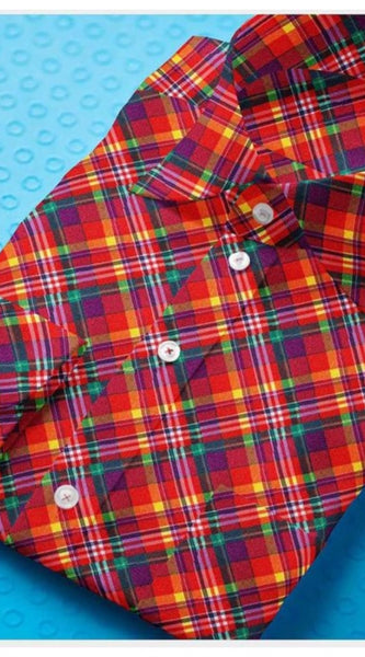 Mayawye Men's Cotton Blended Checked Full Sleeve Shirt (Red)