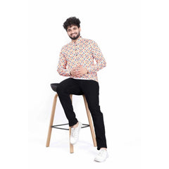 Mayawye Men's Cotton Blended Printed Full Sleeve Shortkurta (Multicolor)