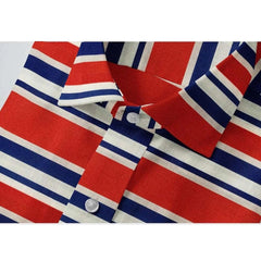 Mayawye Men's Cotton Blended Striped Full Sleeve Shirt (Red-Blue)