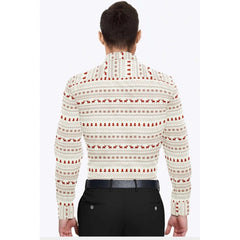 Mayawye Men's Cotton Blended Printed Full Sleeve Shirt (White-Red)