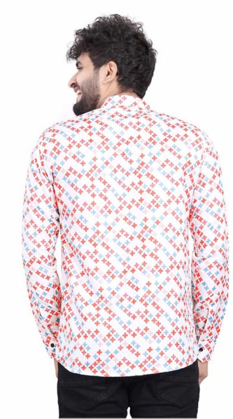 Mayawye Men's Cotton Blended Printed Full Sleeve Shortkurta (Multicolor)