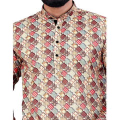 Mayawye Men's Cotton Blended Printed Full Sleeve Shortkurta (Multicolor)