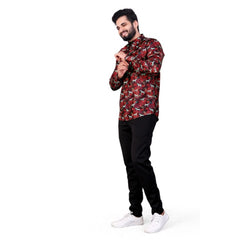 Mayawye Men's Cotton Blended Printed Full Sleeve Shortkurta (Multicolor)