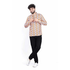 Mayawye Men's Cotton Blended Printed Full Sleeve Shortkurta (Multicolor)