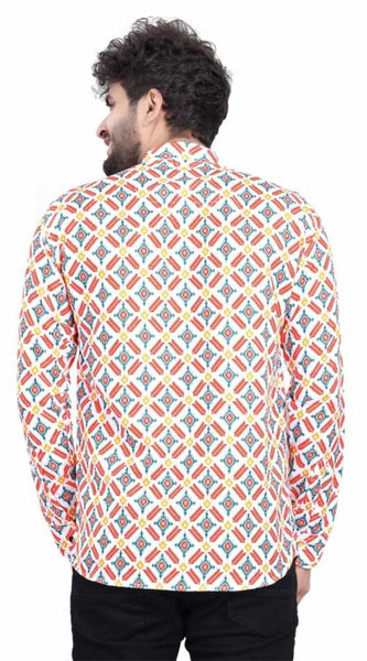 Mayawye Men's Cotton Blended Printed Full Sleeve Shortkurta (Multicolor)