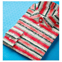 Mayawye Men's Cotton Blended Striped Full Sleeve Shirt (Red-White)
