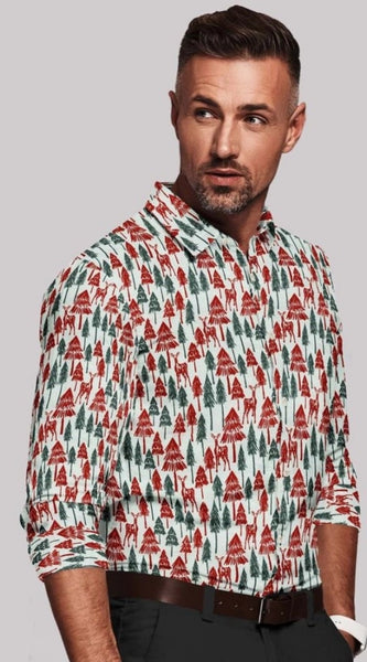 Mayawye Men's Cotton Blended Printed Full Sleeve Shirt (Multicolor)