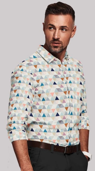 Mayawye Men's Cotton Blended Printed Full Sleeve Shirt (Multicolor)