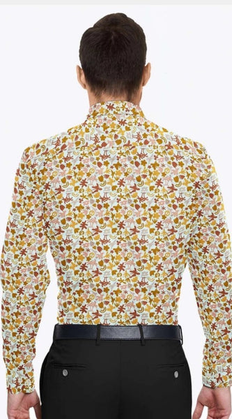 Mayawye Men's Cotton Blended Printed Full Sleeve Shirt (Multicolor)