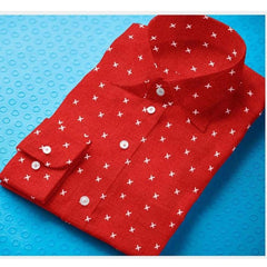Mayawye Men's Cotton Blended Printed Full Sleeve Shirt (Red)