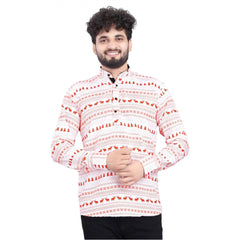 Mayawye Men's Cotton Blended Printed Full Sleeve Shortkurta (Multicolor)