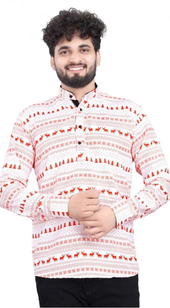 Mayawye Men's Cotton Blended Printed Full Sleeve Shortkurta (Multicolor)